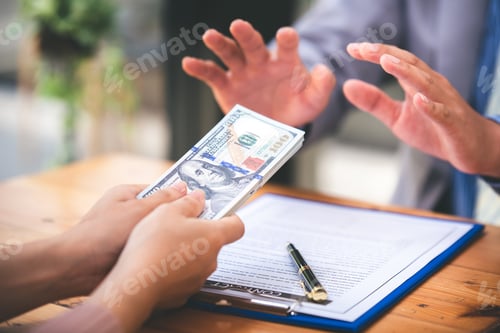 Preview: Corruption and Bribery Businessman manager refuses to take money from businessman sends dollar to ge
