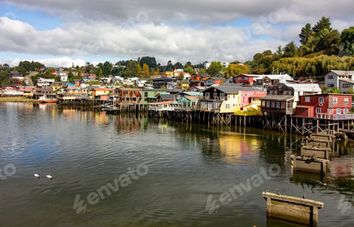 Preview: Houses in castro on Chiloe island Chile known as palafitos