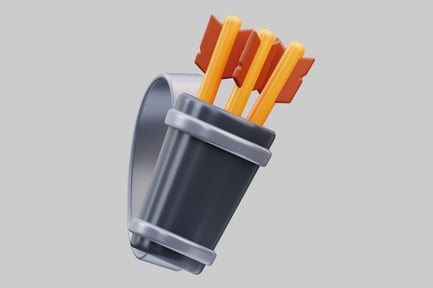 Preview: Grey cylindrical cup with four orange arrows