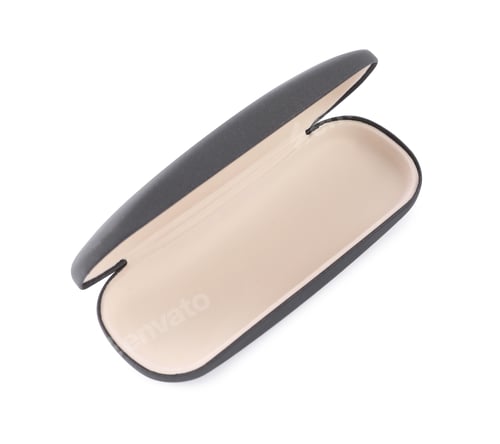 Preview: One open glasses case isolated on white, top view