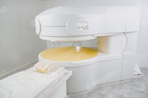 Preview: Magnetic resonance imaging scan or MRI machine device in hospital ready to work