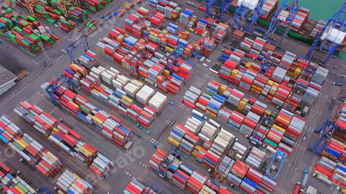 Preview: container cargo ship in the export and import business and logistics. Shipping to the harbor