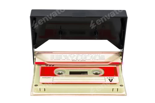 Preview: Vintage Cassette Tape and Black Plastic Case