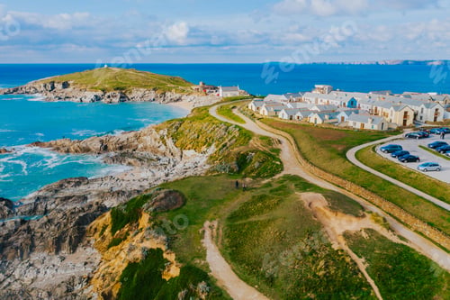 Preview: Beautiful cornish coastline in Newquay, United Kingdom - Cornwall