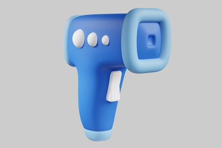 Preview: Cartoon thermometer scanner blue