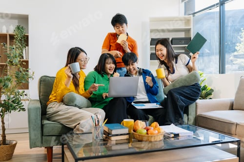 Preview: Lifestyle people. happy people of college students excited overjoyed examination results