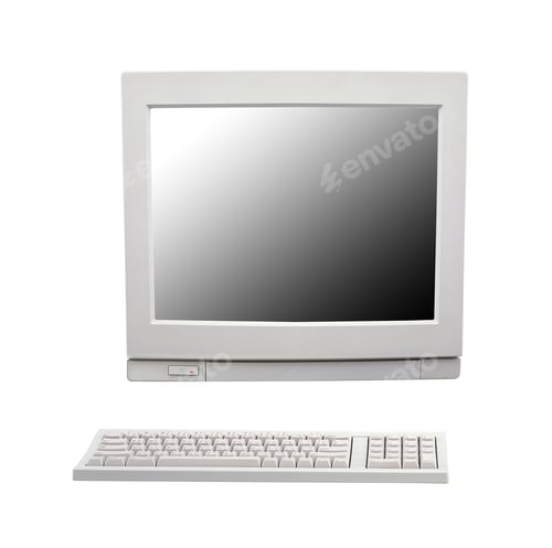 Preview: Vintage desktop computer isolated on white