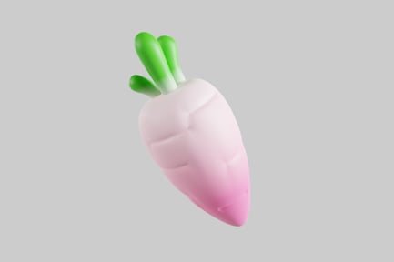 Preview: Cartoon pink radish with green tops