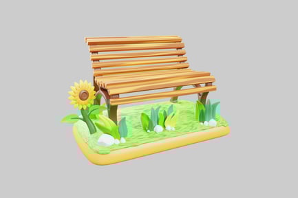 Preview: Summer bench with sunflower and grass