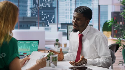 Preview: Businessman attending job interview with the HR employees in office