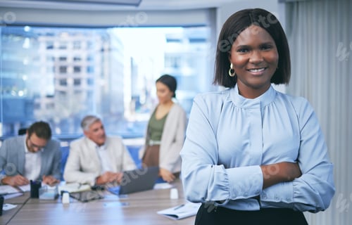Preview: Shot of a beautiful businesswoman standing in a boardroom during a meeting