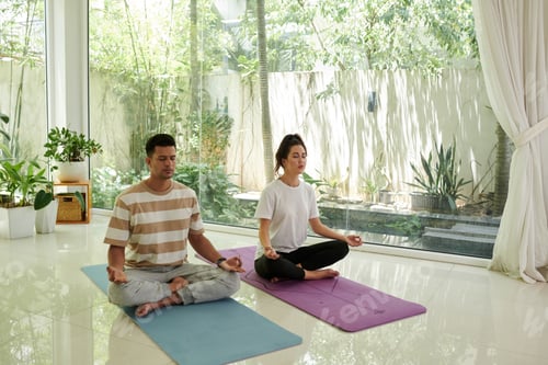 Preview: Couple Practicing Yoga at Home