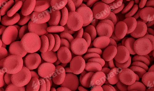 Preview: Red blood cells. Background of blood elements. 3D rendering