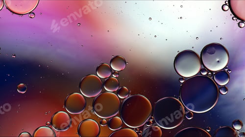 Preview: Abstract Colorful Food Oil Drops Bubbles and spheres Flowing on Water Surface