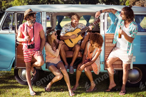 Preview: Group of friends having fun at music festival