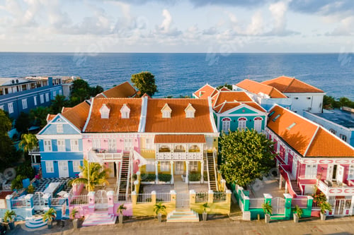 Preview: Willemstad Curacao, colorful buildings around Willemstad Punda and Otrobanda