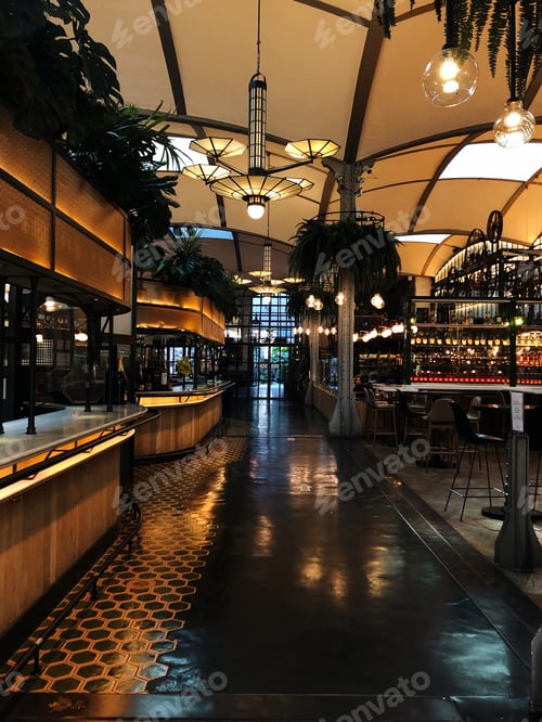 Preview: Dark interior of the cozy luxurious bar restaurant