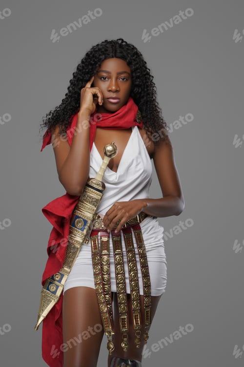 Preview: Black woman warrior with her finger to her head