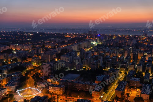 Preview: Aerial view of a residential neighborhood in a city. Netanya, Israel