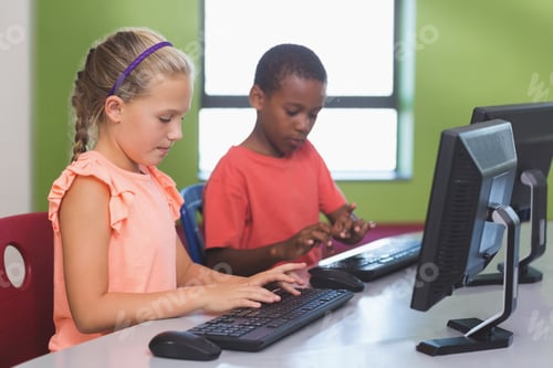 Preview: School kids using computer in classroom