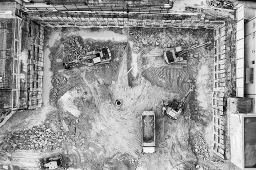 Preview: construction site. Aerial view from drone