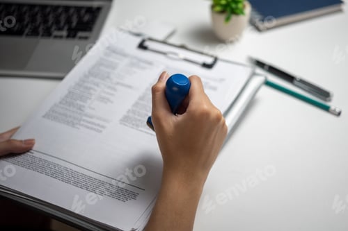 Preview: Signing approval record documents stamp confirmation occupation signature.