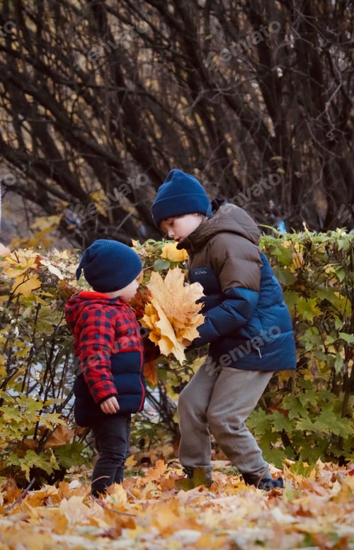 Preview: Kids playing in autumn