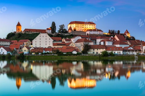 Preview: Illuminated City of Ptuj in Slovenia at Twilight