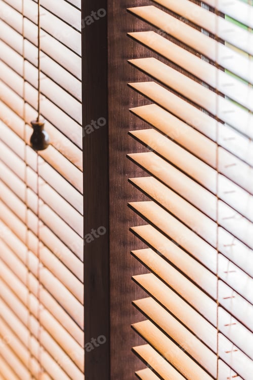 Preview: Wooden jalousie closeup. Eco style and concept