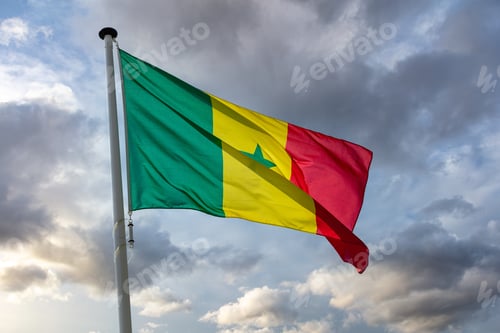 Preview: Senegal flag waving against cloudy sky