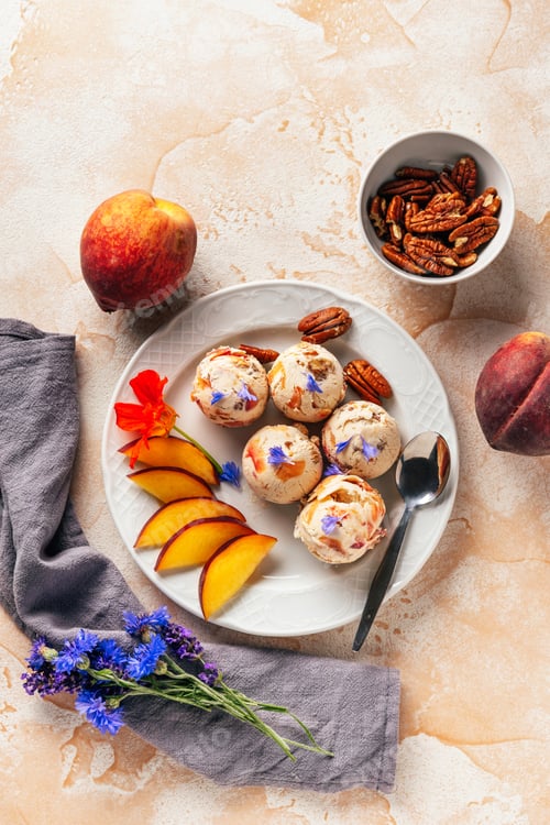 Preview: Homemade sweet peach ice cream