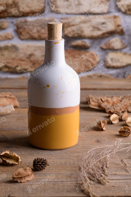 Preview: Ceramic bottle on a wooden table with boho decor, wedding gift for guest, wedding favors