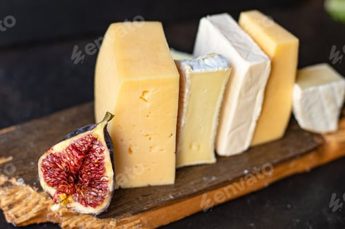 Preview: Cheese Assortment Different Types Of Hard And Soft Cheeses Serving Size Raw Natural Milk Top View