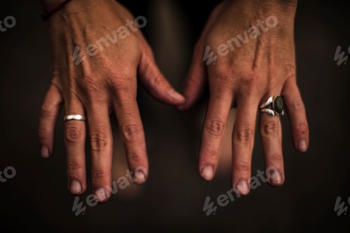 Preview: Stained hands of female winemaker at vineyard