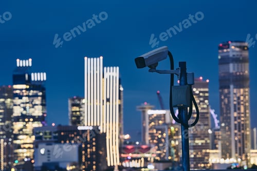 Preview: Security camera against urban skyline