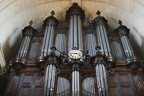 Preview: The organ in the church and the carved old wood around