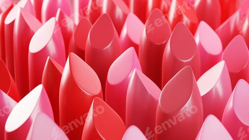 Preview: Collection of lipsticks in different tones of red. Cosmetics, makeup.