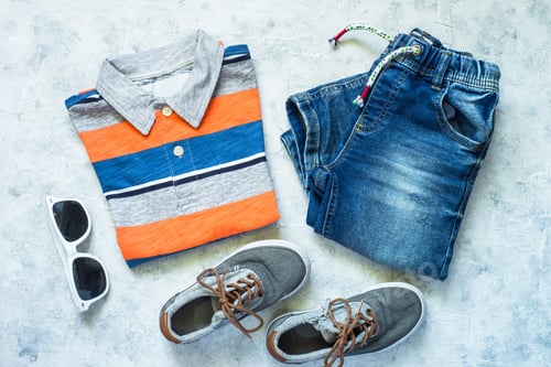 Preview: Child cloth and accessories flat lay