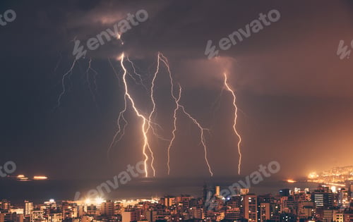 Preview: Beautiful lightning over night city