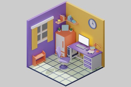 Preview: Contemporary Workspace with Desk and Chair