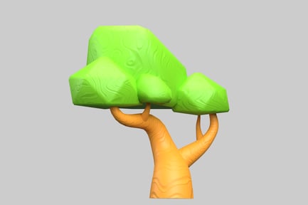 Preview: Abstract tree with green canopy and orange trunk
