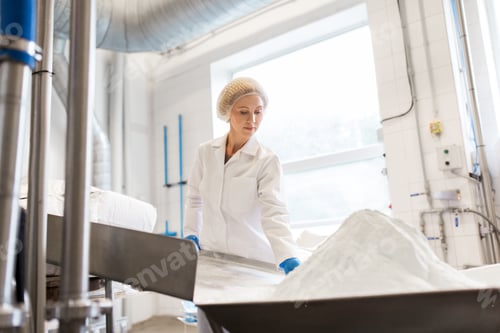 Preview: woman working at ice cream factory conveyor