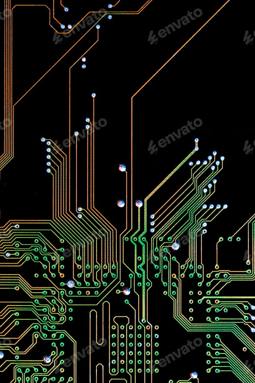 Preview: Background with a printed circuit board. The concept of modern technologies.