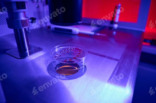 Preview: In vitro fertilisation procedure, oocytes on cell culture dish