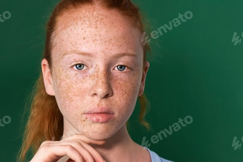 Vista previa: Portrait of a red-haired girl with freckles