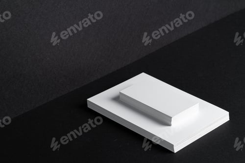 Preview: Stacked white businesscards for branding identity on black background