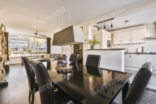 Preview: Interior of Modern Apartment with Kitchen and Dining