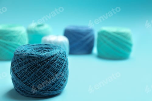 Preview: Textured Yarn Balls of Blue Hues on Display