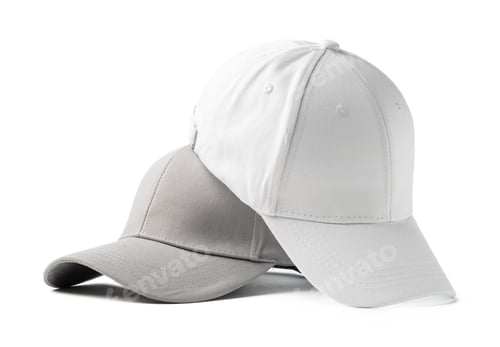 Preview: Two Basic Baseball Caps Positioned Side by Side on a White Background