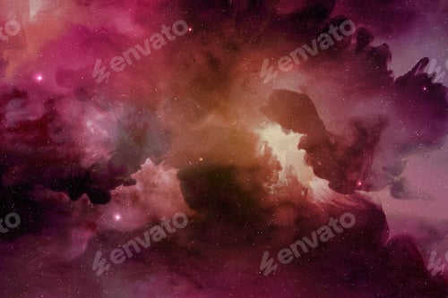 Aperçu: purple-red nebula and cosmic dust in outer space